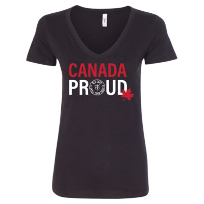 Next Level Women's Canada Proud Printed V-Neck T-Shirt Thumbnail
